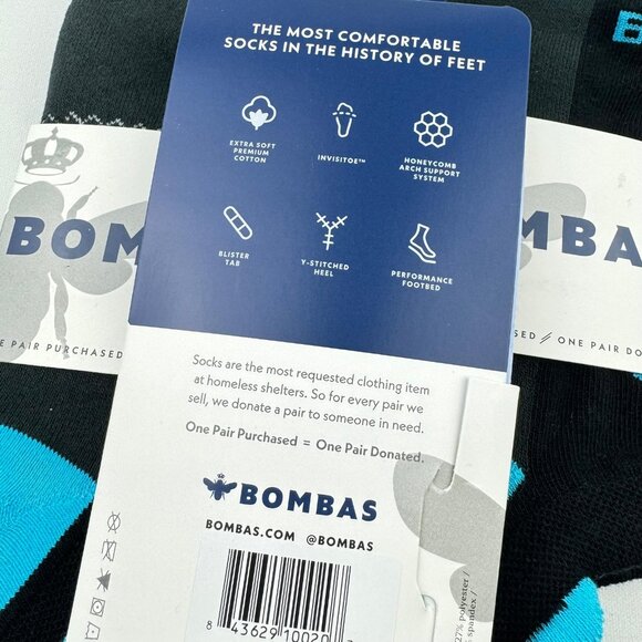 Bombas 3-Pack  Electric Blue/Black Ladies Ankle Sock - Picture 4 of 5